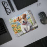 Tapis de Souris Chiot à la Campagne  Chien Mignon avec Fleurs Jaunes  Accessoire Bureau & Gaming