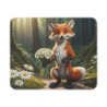 Tapis de Souris Renard avec Bouquet de Fleurs  Scène de Forêt Magique  Design pour enfant et adulte