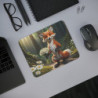 Tapis de Souris Renard avec Bouquet de Fleurs  Scène de Forêt Magique  Design pour enfant et adulte