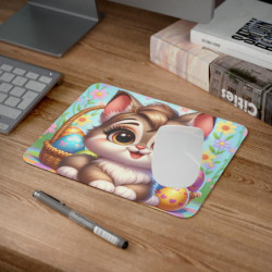 Tapis de Souris Chaton de Pâques  Style Dessin Animé avec Œufs Colorés  Tapis Bureau & Gaming pour enfant et adulte