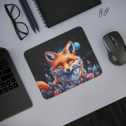 Tapis de Souris Renard Cosmique  Illustration Nocturne Fleurie  Design Fantastique et Mystique  Accessoire Bureau & Gaming