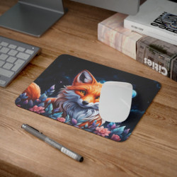 Tapis de Souris Renard Cosmique  Illustration Nocturne Fleurie  Design Fantastique et Mystique  Accessoire Bureau & Gaming