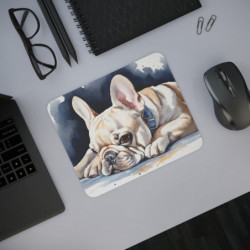 Tapis de Souris Bouledogue Français Style Aquarelle Élégant Chien Allongé Adorable Accessoire de Bureau Original