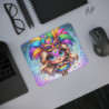Tapis de Souris Fille Carnaval  Illustration Colorée et Festive Masque, Plumes, Confettis Accessoire Bureau Fun et Créatif