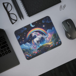 Tapis de Souris Licorne Féérique  Arc-en-ciel, Étoiles et Lune  Bureau ou Gaming Cadeau Enfant ou Fan de Fantasy