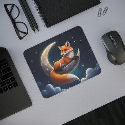 Tapis de Souris Renard sur Lune Illustration Nocturne Magique  pour Gaming et Bureau Cadeau Original Fantaisie