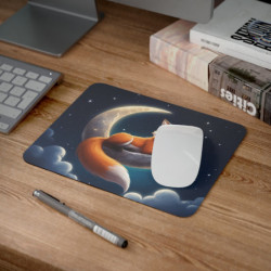 Tapis de Souris Renard sur Lune Illustration Nocturne Magique  pour Gaming et Bureau Cadeau Original Fantaisie
