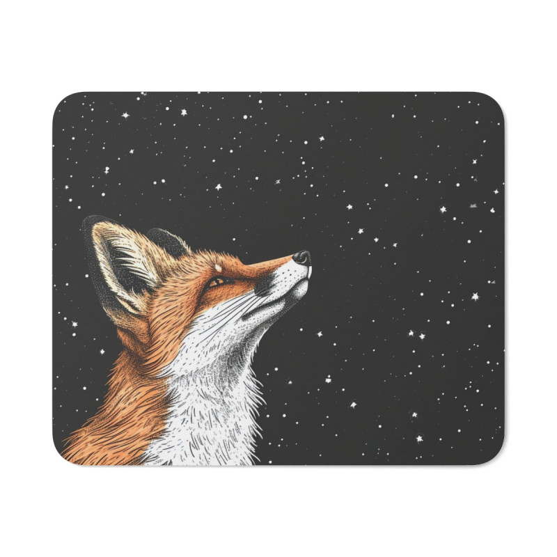 Tapis de Souris Renard des Étoiles Illustration Nocturne Poétique  Regard Vers le Ciel  Accessoire Bureau Naturel
