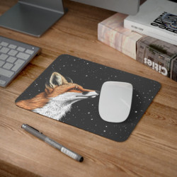 Tapis de Souris Renard des Étoiles Illustration Nocturne Poétique  Regard Vers le Ciel  Accessoire Bureau Naturel