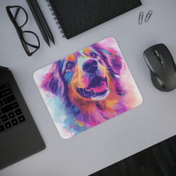 Tapis de Souris Chien Coloré Aquarelle Illustration Pop et Joyeuse  Accessoire Bureau Créatif et Fun