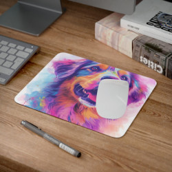 Tapis de Souris Chien Coloré Aquarelle Illustration Pop et Joyeuse  Accessoire Bureau Créatif et Fun