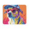 Tapis de Souris Chien Street Style Illustration Pop Colorée  Casquette et Lunettes Cool Accessoire Bureau Fun et Graphique