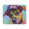 Tapis de Souris Chien Casquette Colorée  Illustration Street Art Texturée  Accessoire Bureau Original et Urbain