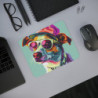 Tapis de Souris Chien Vectoriel Stylé Casquette Rouge et Lunettes Roses  Illustration Pop Graphique  Accessoire Bureau