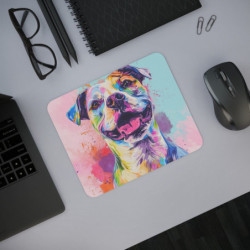 Tapis de Souris Chien Souriant Coloré Portrait Pop Art Expressif  Accessoire Bureau Joyeux et Créatif