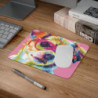 Tapis de Souris Chien Fashion  Lunettes Roses  Portrait Pop Art Arty  Accessoire Bureau Coloré et Stylé