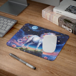 Tapis de Souris Licorne Féérique   Nuit Étoilée Illustration Magique et Enchantée  Accessoire Bureau Fantastique et Poétique