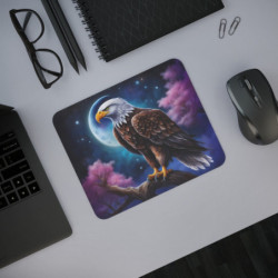 Tapis de Souris Aigle Nocturne  Illustration Lunaire Majestueuse et Pleine Lune  Accessoire Bureau Puissant et Mystique
