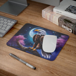 Tapis de Souris Aigle Nocturne  Illustration Lunaire Majestueuse et Pleine Lune  Accessoire Bureau Puissant et Mystique