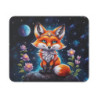 Tapis de Souris Renard Féérique Couronne Magique et Nuit Étoilée  Illustration Céleste Accessoire Bureau Mystique