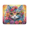Tapis de Souris Chat Fleur Magique Visage Floral Multicolore  Illustration Fantastique Accessoire Bureau Artistique et Féérique