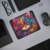 Tapis de Souris Chat Totem Multicolore  Illustration Symétrique Pop et Tribale  Explosion de Couleurs  Accessoire Bureau