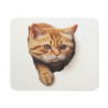 Tapis de Souris Chat Roux Réaliste  Effet Trompe-l’Œil  Illustration 3D Mignonne et Drôle –Accessoire Bureau Félin Original
