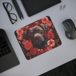 Tapis de Souris Chien Noble Fleur Rouge Illustration Élégante et Symbolique  Accessoire Bureau Canin Chic et Puissant