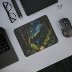 Tapis de Souris Forêt Étoilée Nocturne sous le Ciel Galactique Illustration Nature Féérique Accessoire Bureau