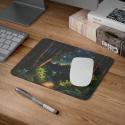 Tapis de Souris Forêt Étoilée Nocturne sous le Ciel Galactique Illustration Nature Féérique Accessoire Bureau