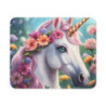 Tapis de Souris Licorne Fleurie Féérique Crinière Rose et Corne Dorée Accessoire Bureau Magique et Coloré