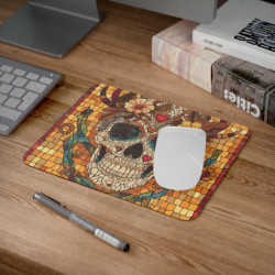 Tapis de Souris Crâne Mosaïque Fleurie  Design Bohème et Géométrique Accessoire Bureau Coloré et Mystique