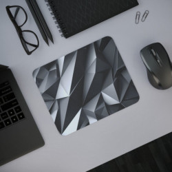 Tapis de Souris Design 3D Géométrique Noir & Métal  Look Futuriste Élégant pour Bureau et Gaming Idée cadeau