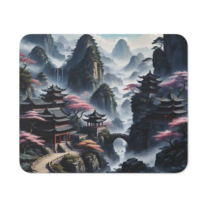 Tapis de Souris Paysage Japonais Zen Montagnes Mystiques & Pagodes idée cadeau