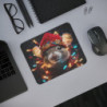 Tapis de Souris Souris de Noël Illustration Festive avec Bonnet Rouge et Guirlandes Lumineuses