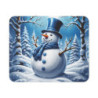 Tapis de Souris Bonhomme de Neige Bleu Forêt Enneigée sous la Lune Idée cadeau