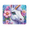 Tapis de Souris Licorne Féérique Portrait Licorne aux Yeux Bleus et Fleurs Magiques