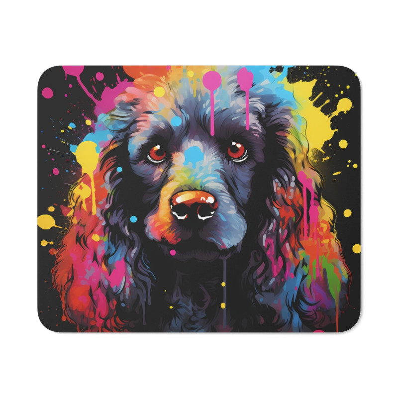 Tapis de Souris Chien Artistique Portrait Pop Art Coloré de Cocker Noir Idée cadeau