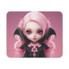 Tapis de Souris Gothique  Design Vampire Rose avec Poupée Stylisée et Ailes de Chauve-souris