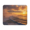Tapis de Souris Paysage Océanique Coucher de Soleil Doré sur Vagues et Brume Marine