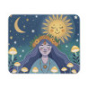 Tapis de Souris Bohème Sorcière Lunaire  Soleil et Lune Champignons Magiques, Fée Mystique Accessoire Zen pour Bureau ou Gaming