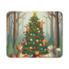 Tapis de Souris de Noël Forêt Enchantée  Animaux Mignons, Sapin Décoré, Ambiance Hivernale Magique