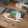 Tapis de Souris Noël Animaux Mignons  Illustration Festive avec Chiens, Chat, Écureuil, Lapin et Sapin Décoré