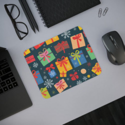 Tapis de Souris Noël Cadeaux Multicolores Design Graphique Moderne avec Flocons de Neige