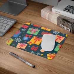 Tapis de Souris Noël Cadeaux Multicolores Design Graphique Moderne avec Flocons de Neige