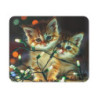 Tapis de Souris Noël Chaton  Deux Chatons avec Guirlande Lumineuse Accessoire de Bureau Hiver  Cadeau Mignon et Festif