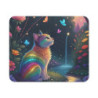 Tapis de Souris Chat Arc-en-Ciel Magique  Forêt Fantastique avec Papillons, Fleurs Colorées et Cascade