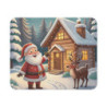 Tapis de Souris Noël Père Noël Joyeux avec Renne devant Chalet Enneigé Décoration Hivernale Magique
