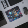 Tapis de Souris Chouette Nocturne sous la Lune Illustration Mystique avec Étoiles, Branche Fleurie et Hibou