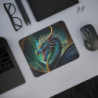 Tapis de Souris Dragon Légendaire Rugissant Créature Fantastique Écailleuse Bleu & Or
